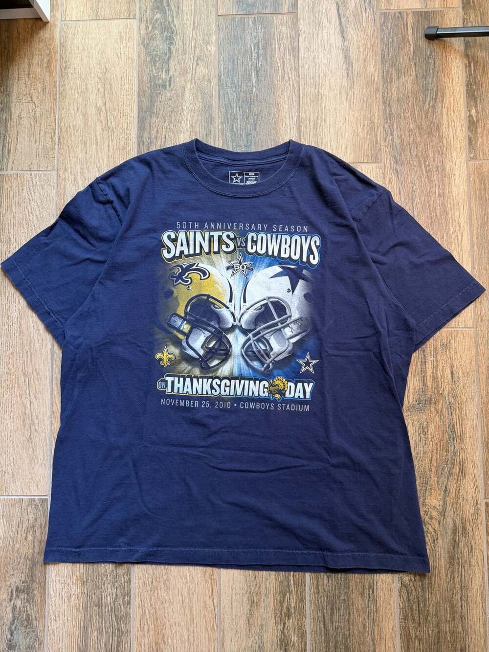 2010 Saints vs Cowboys Thanksgiving Day 50th Anniversary T-Shirt Adult